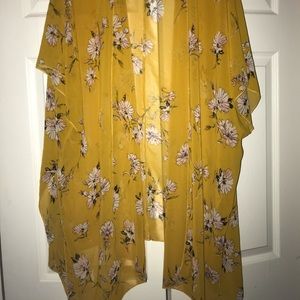 Forever 21 yellow floral kimono
